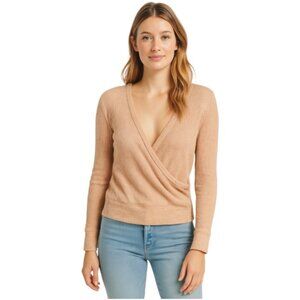 Anthropologie Saturday Sunday Small Pink Knit Ribbed Surplus Faux Wrap Lounge …